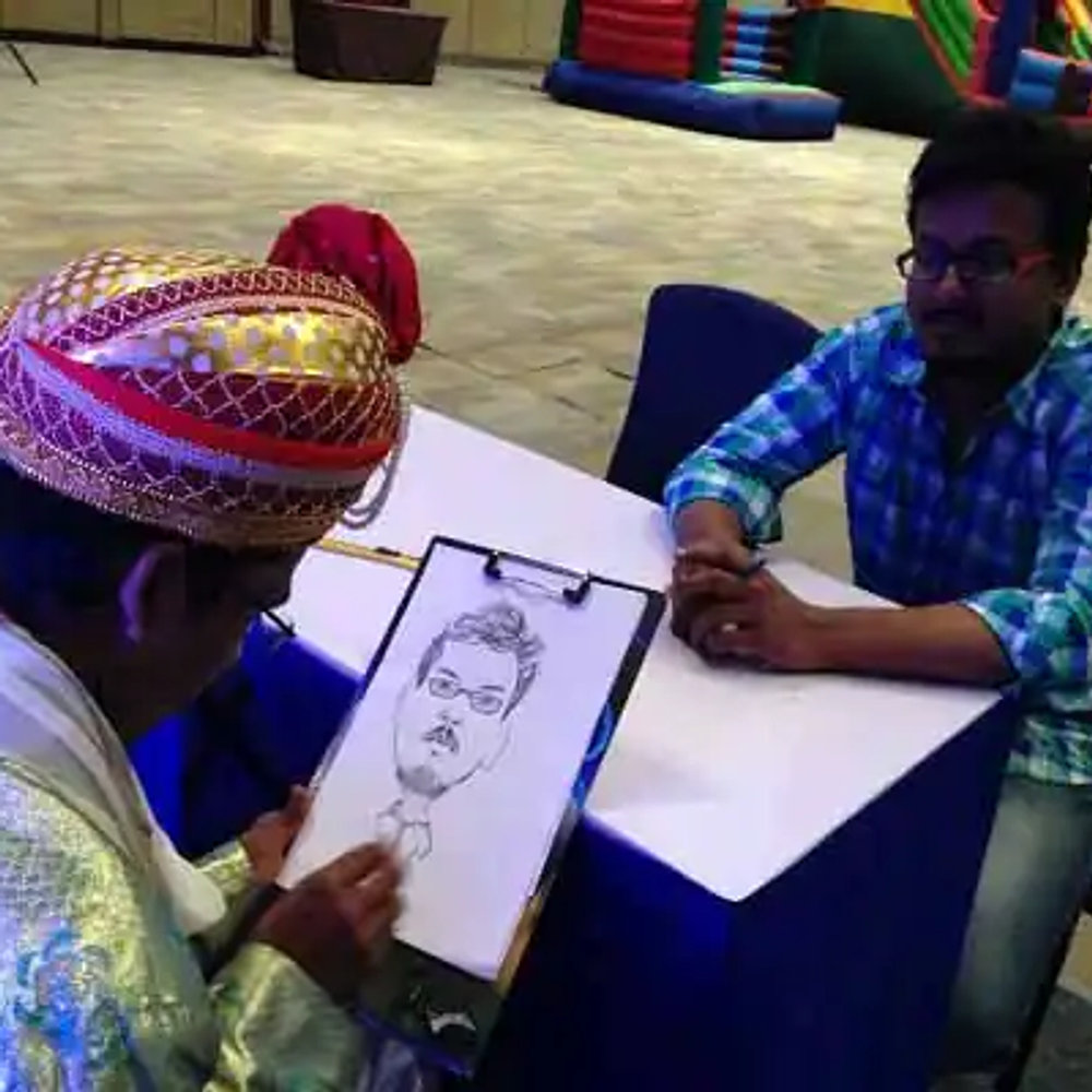 Black and White Caricature Artist For Parties